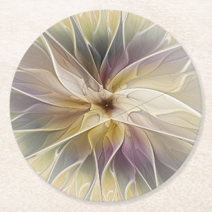Blumenfantasy Gold Angelpflanzung Abstraktes Frakt Runder Pappuntersetzer