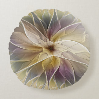 Blumenfantasy Gold Angelpflanzung Abstraktes Frakt Rundes Kissen