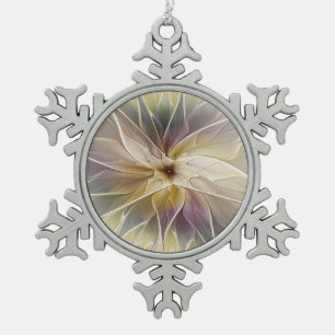 Blumenfantasy Gold Angelpflanzung Abstraktes Frakt Schneeflocken Zinn-Ornament