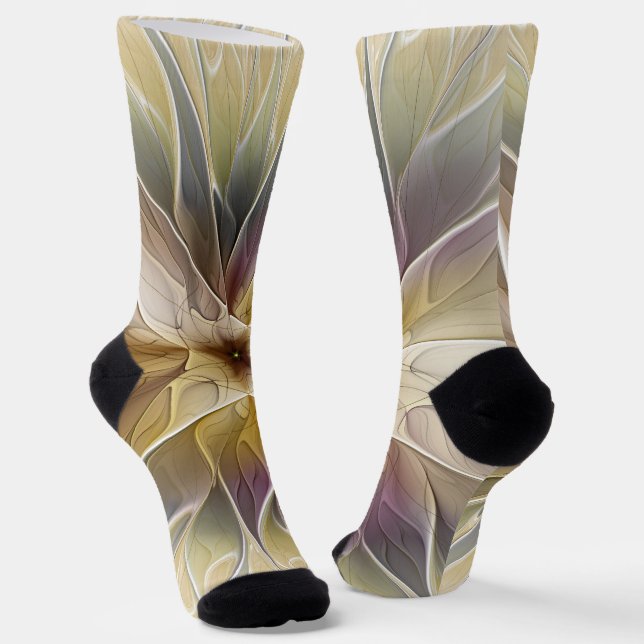 Blumenfantasy Gold Angelpflanzung Abstraktes Frakt Socken (Gewinkelt)