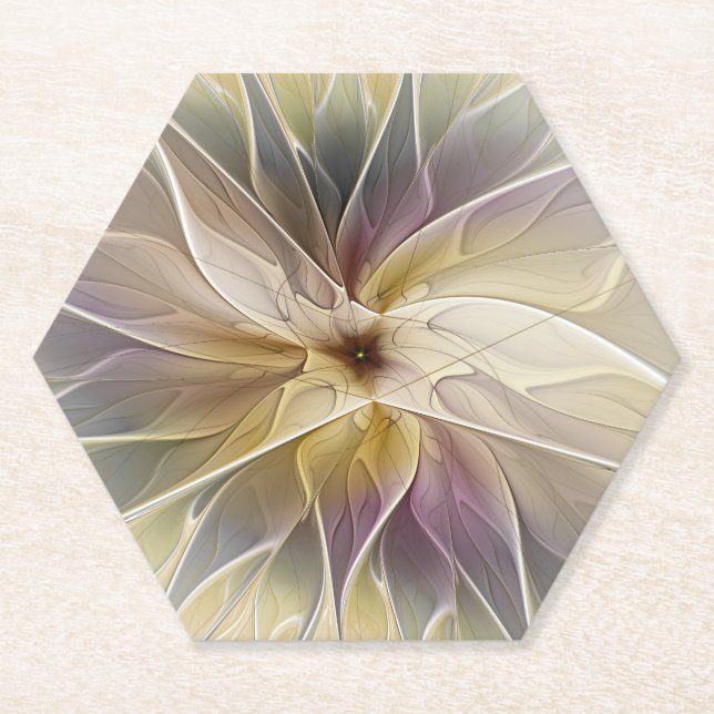 Blumenfantasy Gold Angelpflanzung Abstraktes Frakt Untersetzer (Vorderseite)
