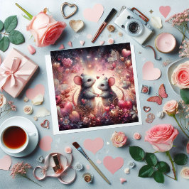 Blumenfantasy Hearts Mäuse Watercolor Feiertagskarte