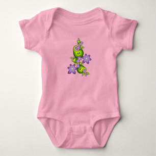 Blumenfantasy Lilac Blume Grüne Formen Fraktal Baby Strampler