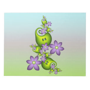 Blumenfantasy Lilac Blume Grüne Formen Fraktal Notizblock