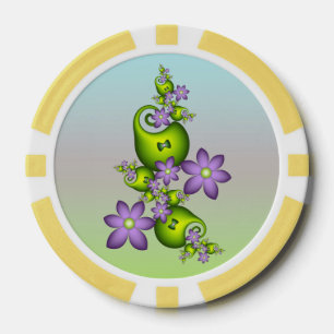 Blumenfantasy Lilac Blume Grüne Formen Fraktal Pokerchips