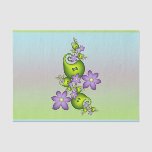 Blumenfantasy Lilac Blume Grüne Formen Fraktal Seidenpapier (Vorderseite)