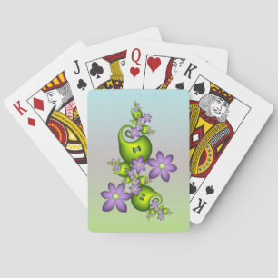 Blumenfantasy Lilac Blume Grüne Formen Fraktal Spielkarten