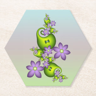 Blumenfantasy Lilac Blume Grüne Formen Fraktal Untersetzer