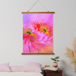 Blumenfantasy personalisiert wandteppich mit holzrahmen
