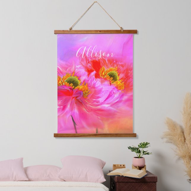Blumenfantasy personalisiert wandteppich mit holzrahmen (Schlafzimmer)