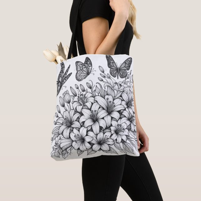 Blumenfantasy-Schmetterlingsfarbe Tasche (Von Nahem)