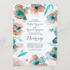 Blumenfarbe aquamarine Hochzeit Einladung