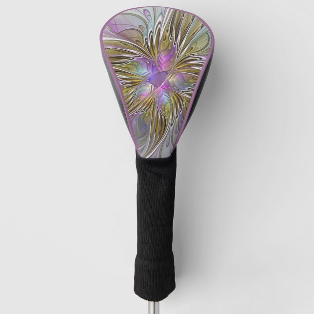 Blumenfarben Abstraktes Fraktal Kunst, Dichtung un Golf Headcover (Vorderseite)
