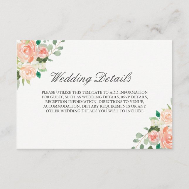 Blumenfarben - Details zur Hochzeitsempfehlung Begleitkarte (Vorderseite)