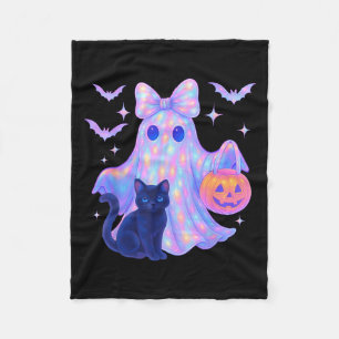 Blumenfarben Ghost Black Cat Coquette Bow Hallo Fleecedecke