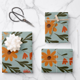 Blumenfarben Hübsche Blume Umschlagpapier Geschenkpapier Set