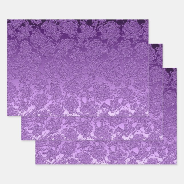 Blumenfarben-Lila Mauve-Farbdruckmuster Präkkulent Geschenkpapier Set (Set)