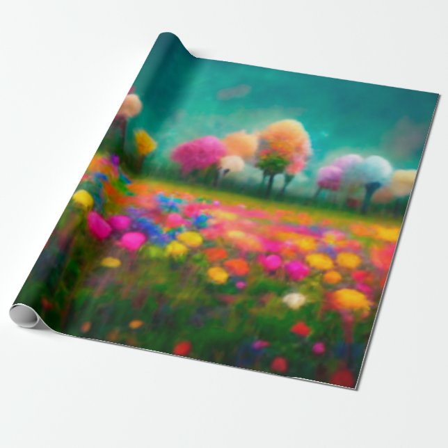 Blumenfarben Muster Papier Geschenkpapier (Ungerollt)