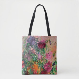 Blumenfarben-Needlepoint-Look Tasche