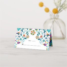 Blumenfarbene mexikanische Hochzeit Platzkarte