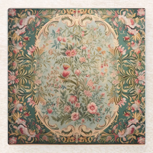 Blumenfarbener Orientteppich Glasuntersetzer (Vorderseite)