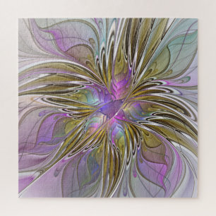 Blumenfarbenes Abstraktes Fraktal mit Rosa und Gol