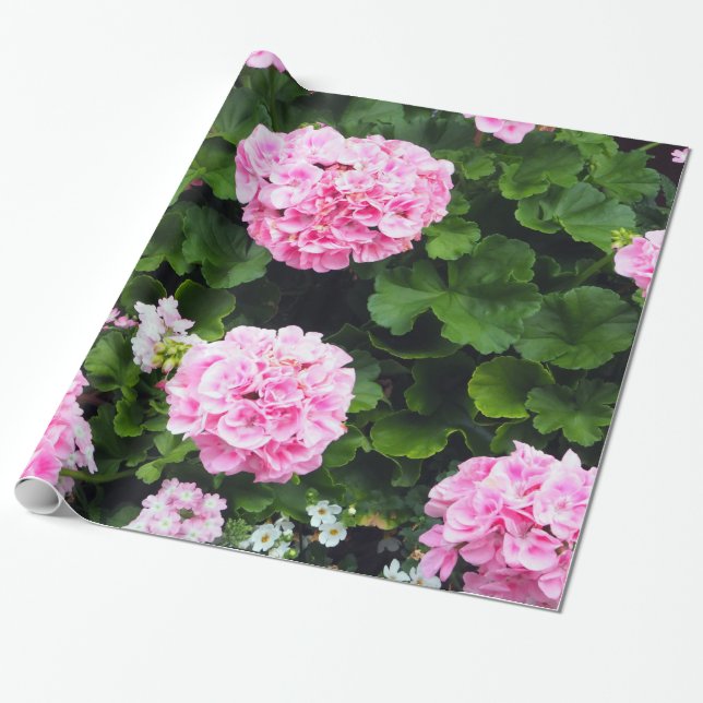 Blumenfarbenes Rosa Geranium Foto Geschenkpapier (Ungerollt)