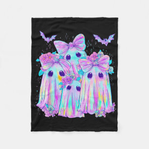Blumenfarbige Geister Boo Coquette Bow Spooky Hal Fleecedecke