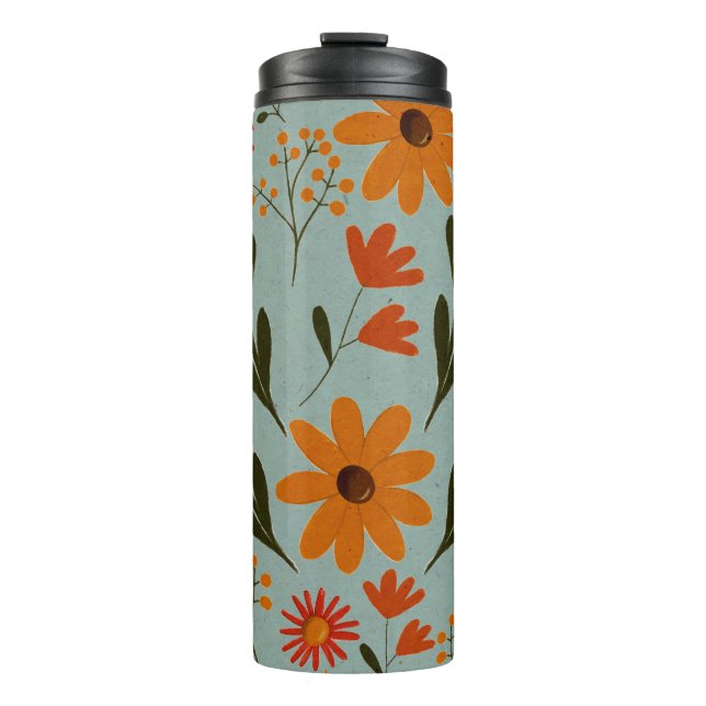 Blumenfarbige Hübsche Blume Thermaltumbler Thermosbecher (Vorderseite)