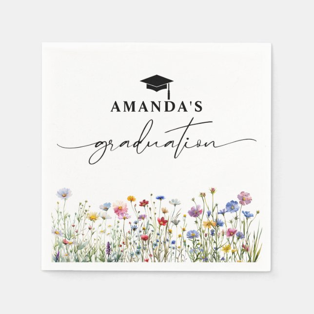 Blumenfarbige Papierserien der Graduierungsparty Serviette (Vorderseite)