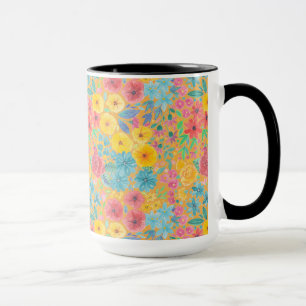 Blumenfarbmuster in gelber Farbe Tasse