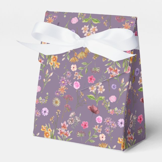 Blumenfarbmuster - rosa, lila, grün geschenkschachtel (Vorderseite)