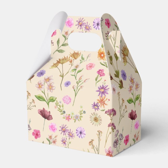 Blumenfarbmuster - rosa, lila, grün geschenkschachtel (Vorderseite)