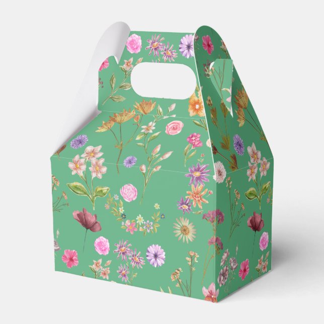 Blumenfarbmuster - rosa, lila, grün geschenkschachtel (Vorderseite)