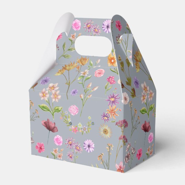Blumenfarbmuster - rosa, lila, grün geschenkschachtel (Vorderseite)