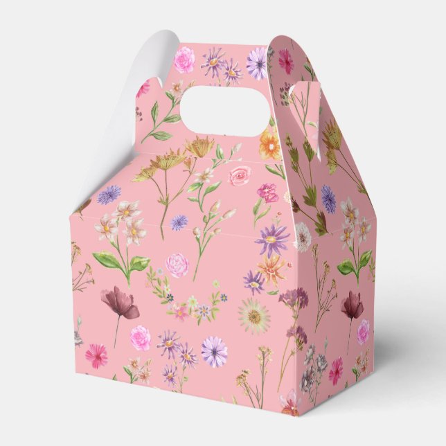 Blumenfarbmuster - rosa, lila, grün geschenkschachtel (Vorderseite)