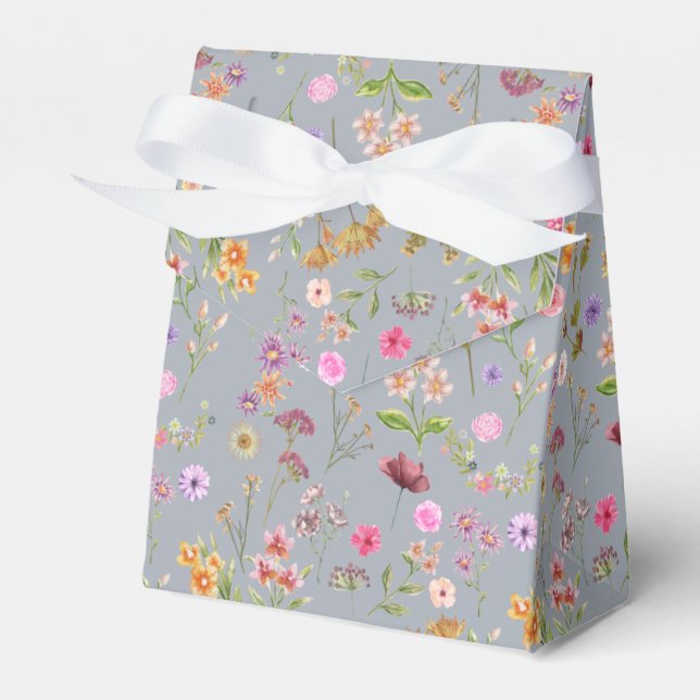 Blumenfarbmuster - rosa, lila, grün geschenkschachtel (Vorderseite)