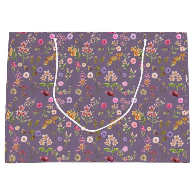 Blumenfarbmuster - rosa, lila, grün große geschenktüte (Vorderseite)