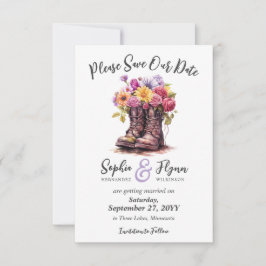 Blumenfarm Stiefel Rustikale Landhochzeit Save The Date