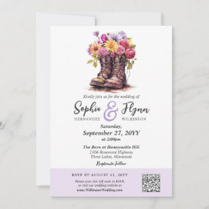 Blumenfarm Stiefel Rustikaler Stall Hochzeitskombo Einladung