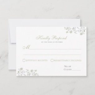 Blumenfeder Chinoiserie Response Card RSVP Karte