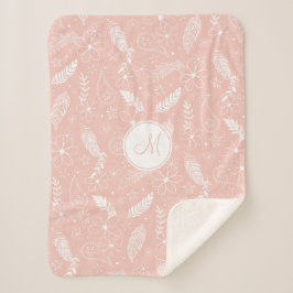 Blumenfederpaisley-Muster auf Rosa / JEDE Farbe Sherpadecke