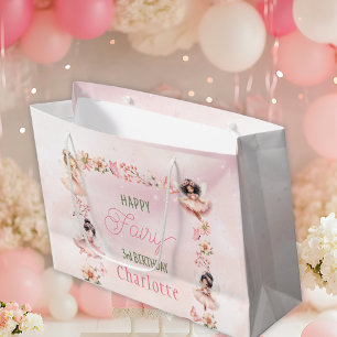 Blumenfee 3. rosa Glitter-Geschenktüte Große Geschenktüte