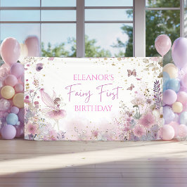 Blumenfee erster Geburtstag personalisierte Party Banner