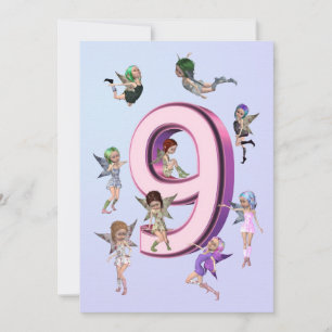 Blumenfeen 9. Geburtstags-Party Einladung