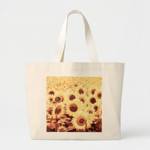 Blumenfeld - braun, gold und gelb jumbo stoffbeutel