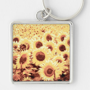 Blumenfeld - braun, gold und gelb schlüsselanhänger