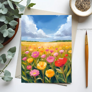 Blumenfeld Landschaftsmalerei Postkarte