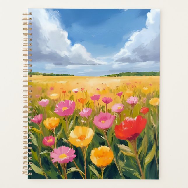 Blumenfeld Landschaftsmalerei Wasserfarbe Planer (Vorderseite)