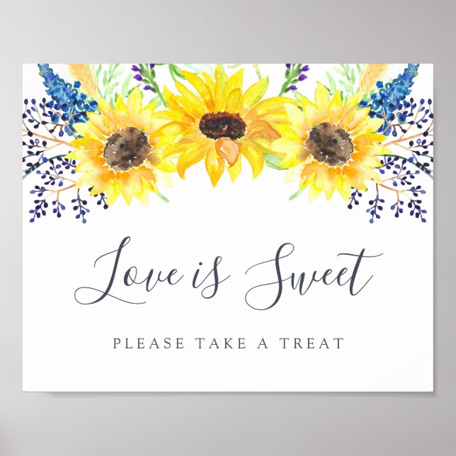 Blumenfelder Hochzeit Dessert Bar Sign Poster (Vorne)